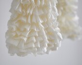 Cream Ruffle Curly Scarf Cowl Neckwarmer for Modern Women