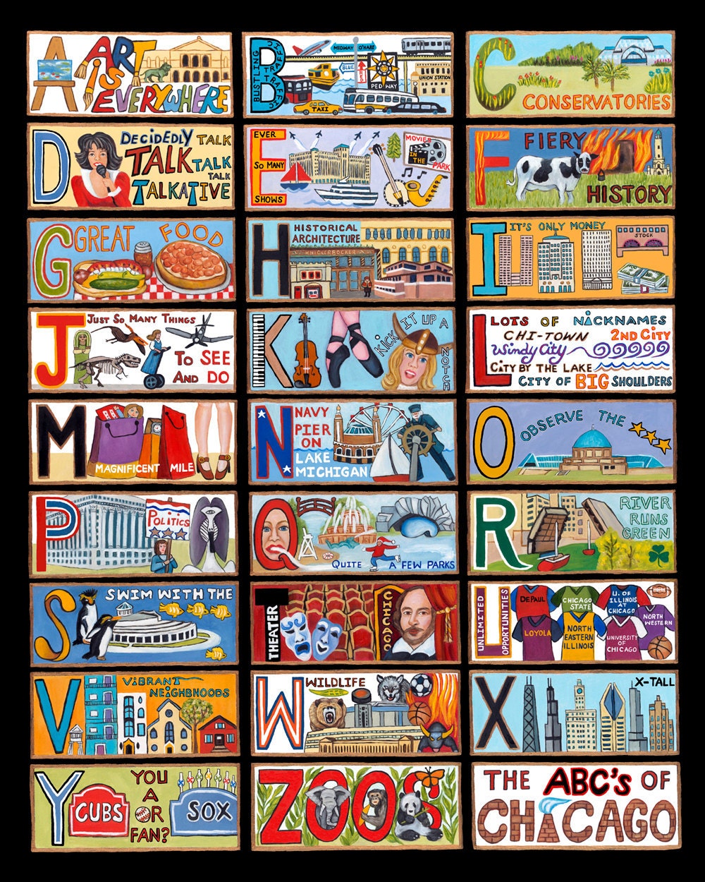 The ABC's of Chicago notecards