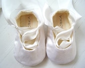Organic Ballet Shoes, Baby Shoes, Toddler Flats, Flower Girl Shoes, Natural White Silk Hemp Satin, Bobka Shoes by BobkaBaby