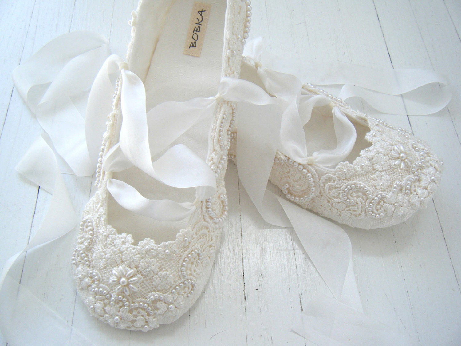 Ivory Ballet Flats, Wedding Shoes, Bridal Ballet Flats, Custom Made, Bridal Shoes, Lace, Bobka Shoes by BobkaBaby