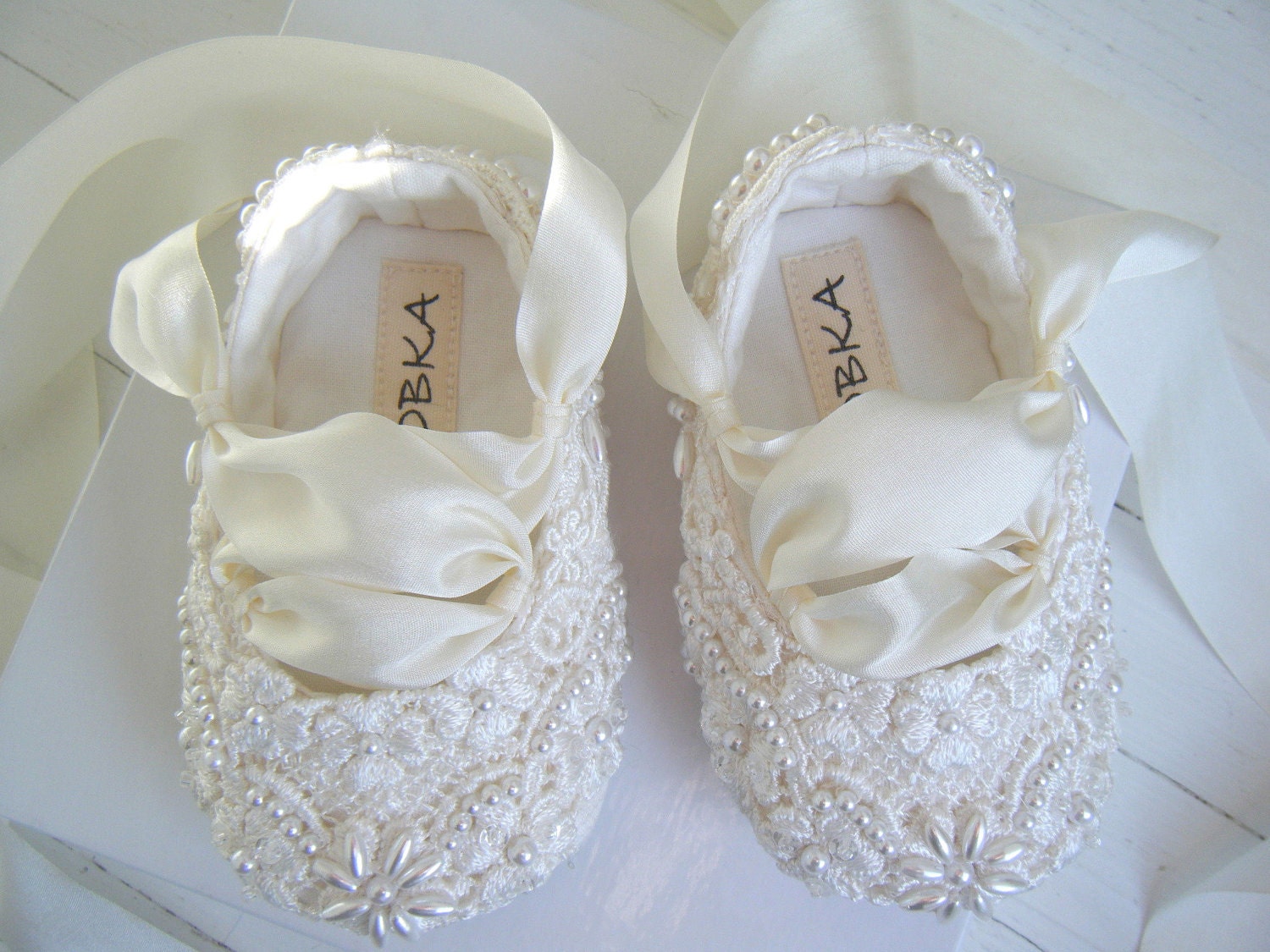 Ultimate Baby Ballet,  Ivory Slipper Shoes, Flower Girl Shoes, Toddler Flats, Bobka Shoes by BobkaBaby