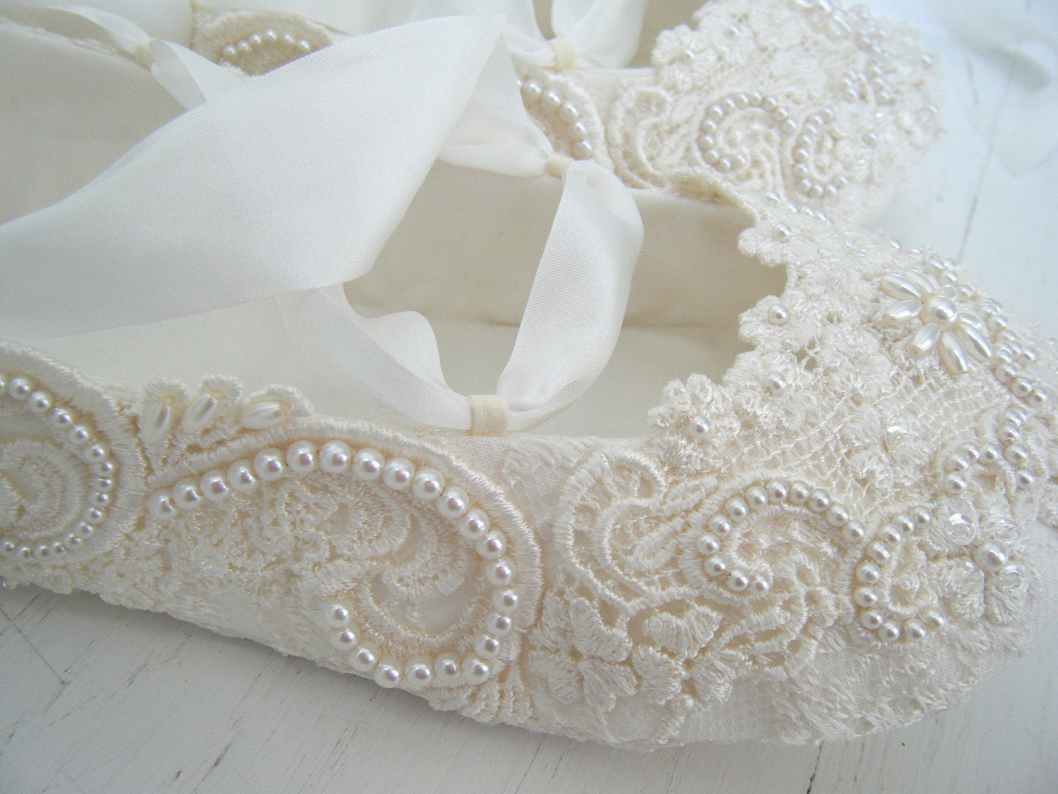 Ivory Ballet Flats, Wedding Shoes, Bridal Ballet Flats, Custom Made, Bridal Shoes, Lace, Bobka Shoes by BobkaBaby