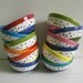 Banded Polka Dots Cereal or Ice Cream Bowl - Hand Painted Ceramic - Light Yellow and Apple Green