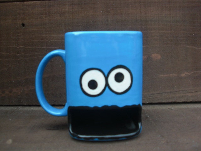 Googly Eyed Monster Ceramic Cookies and Milk Dunk Mug - Ready to Ship