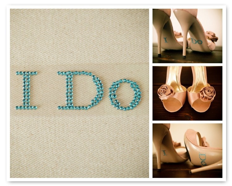 BLUE "I Do" Shoe Rhinestone Applique and Keepsake Card with Instructions
