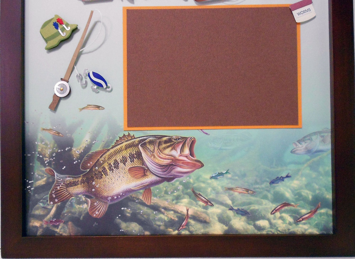 GONE FISHING Memory Album Page (Walnut Veneer Shadow Box Frame Sold Separately)