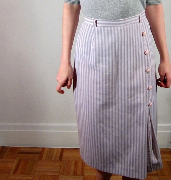 Pencil Skirt 80s pencil skirt - The Sugar Lolita - pink and gray stripes by Missturnstyles on Etsy
