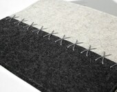 Felt IPad Sleeve in Merino Wool in Gray and Cream