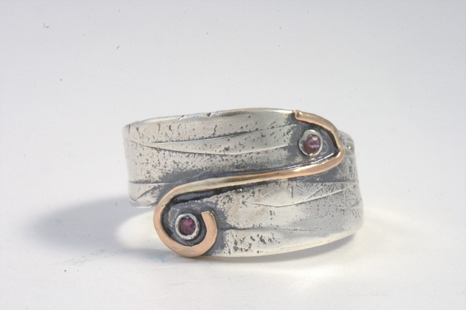 Ruby Ring  Size 9 - Sterling Silver & Gold Handmade From Israel