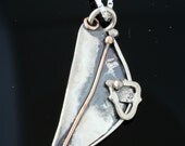 Abstract Magen David Charm - Tears Of Joy - Sterling Silver And Gold Pendant Handmade From Israel