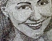 Original Custom Portrait, fine art from your photo using Handwritten Words and Text, Ink on Illustration Board