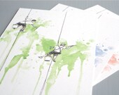 Window Washers - Postcards (Set of 3, Green, Blue and Red)