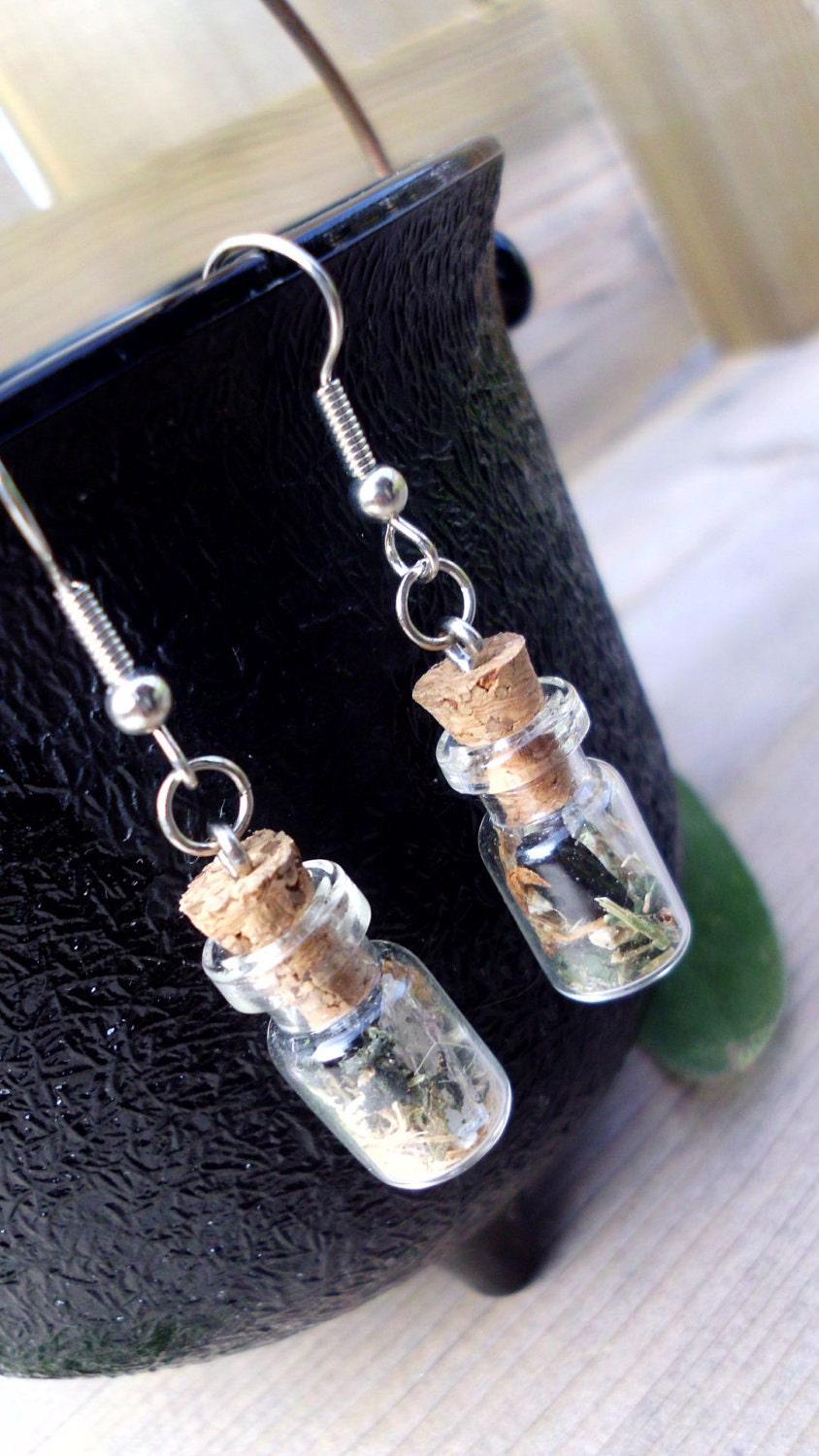Earrings, Witches Bottle, Powerful Protection Amulet, Banish Negativity,Psychic Attack, Evil Eye, Jealousy, Witchcraft, Wicca