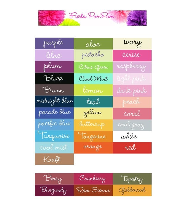 Set of 10 Tissue Poms....ON SALE......Pick Your Colors