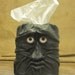 Grichels leather tissue box cover - "Blipsal" 15511 - black with custom silver metallic foil eyes