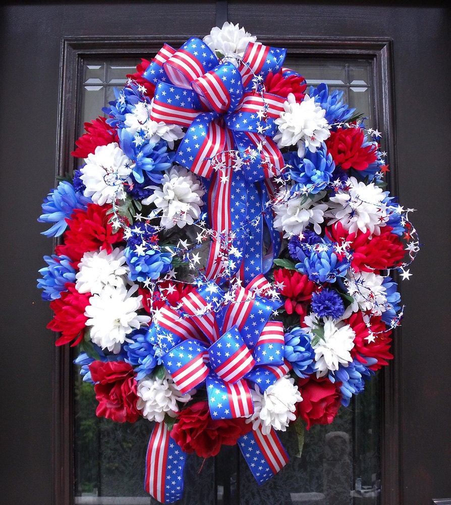 Memorial Day Wreath Patriotic Wreath Spring Wreaths by LuxeWreaths