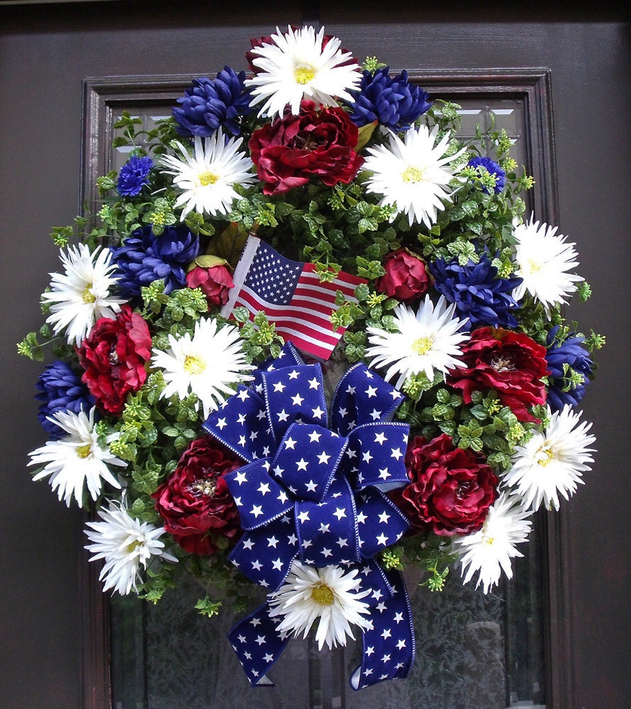 Memorial Day Wreath 4th Of July Wreath Patriotic by LuxeWreaths