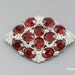 Art Deco Brooch Pin Silver Tone Red Rhinestones