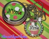 Custom Personalized Cupcake Name Bottle Cap Pendant Tin Organza Gift Bag