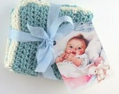 Bamboo Blend Crochet Baby Washcloth Set Blue