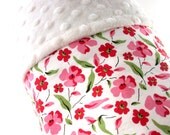 Baby Toddler Girl Cotton and Minky Blanket Retro Pink Flowers
