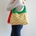 Yellow Chevron Medium Shoulder Purse with A Kelly Green Accent