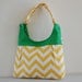 Yellow Chevron Medium Shoulder Purse with A Kelly Green Accent