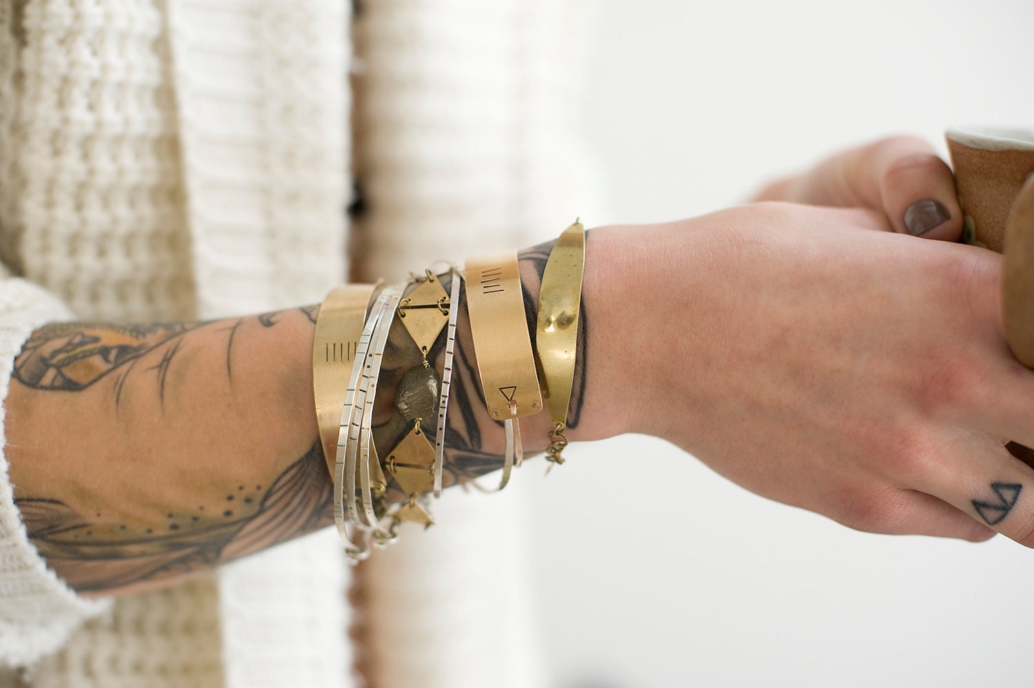 Brass Stamped Half Cuff 1C03