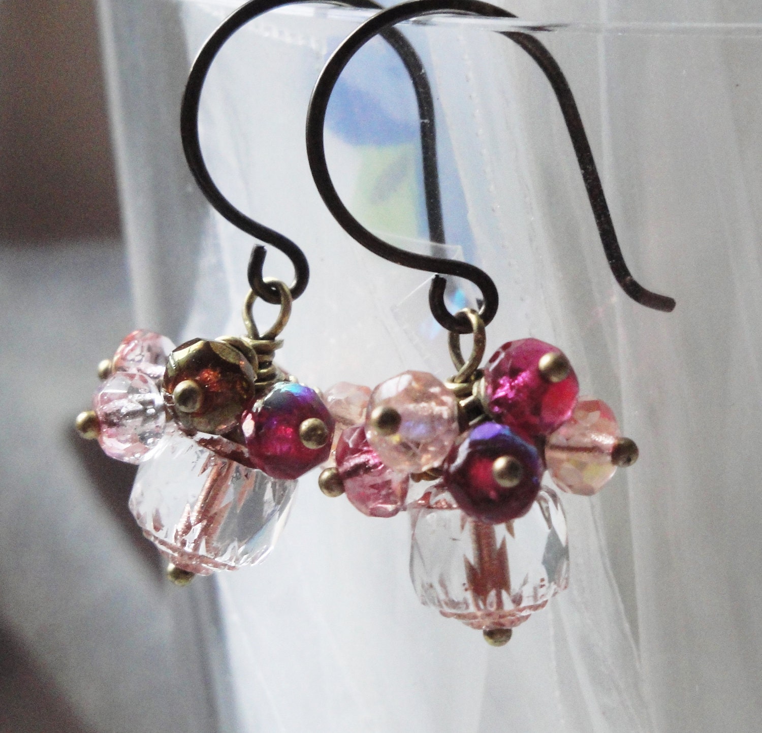 Wild Berry Spritzer - Sparkling Shades Of Pink Dangle Earrings