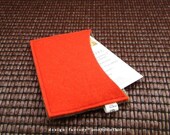 Minimalist Business Card Holder - Credit Card Case. Handmade -Grey - Red. Eco friendly  wool felt. Industrial Retro Design.Unisex gift
