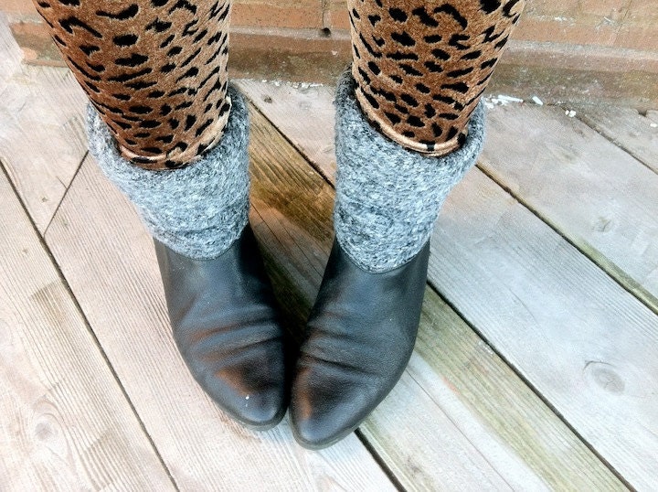 90s Black & Grey Slouch Ankle Boots 7.5 EURO 38