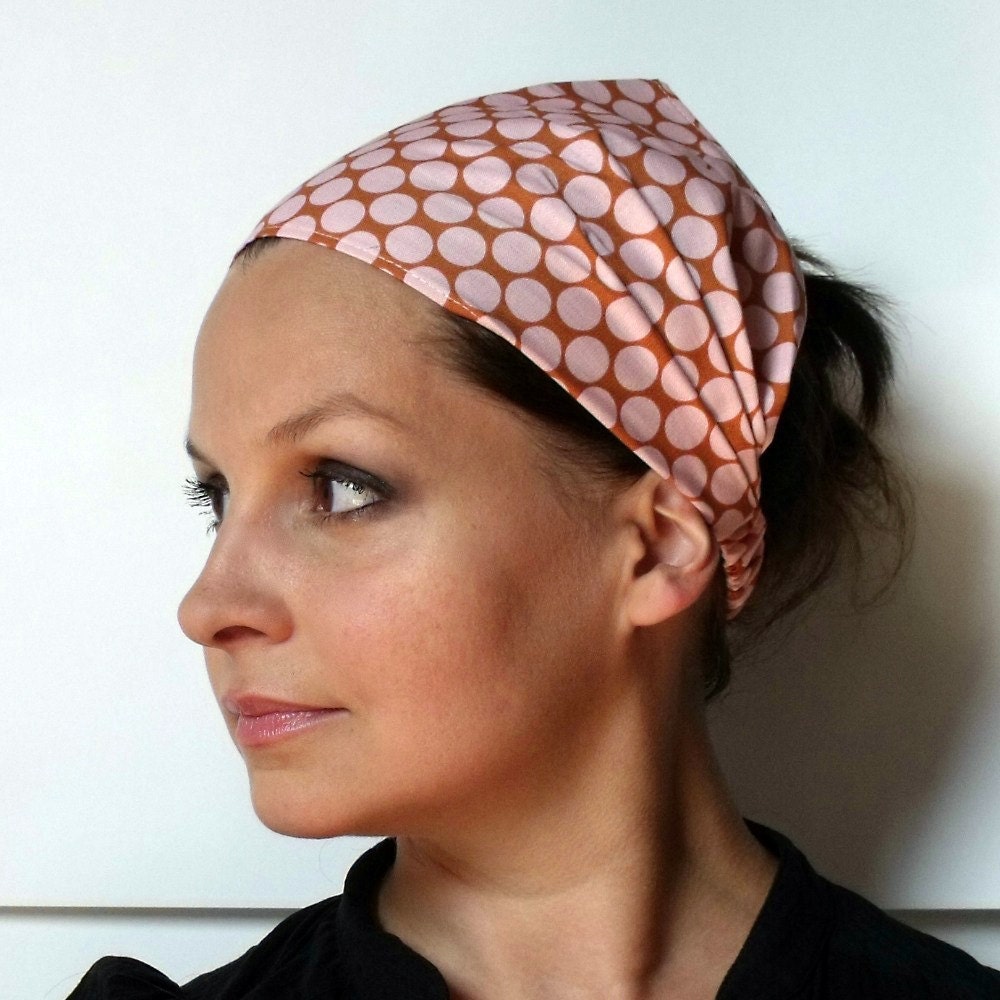 Yoga Headband - Amy Butler Full Moon Dots in Camel fabric