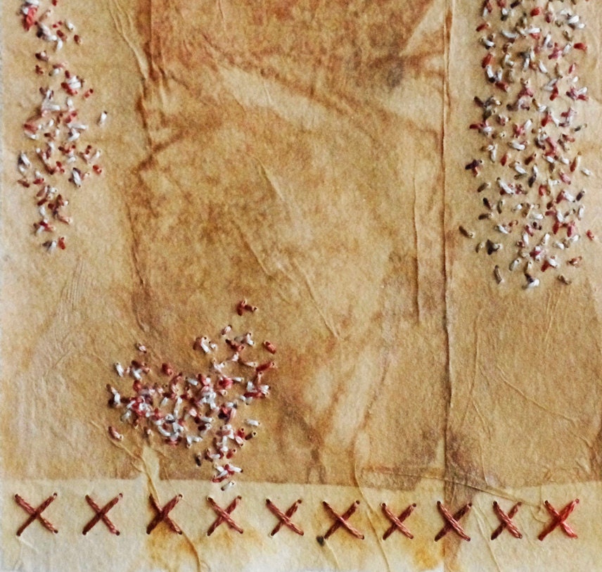 Hand Stitched Meditation Sampler / Embroidery on Teabag