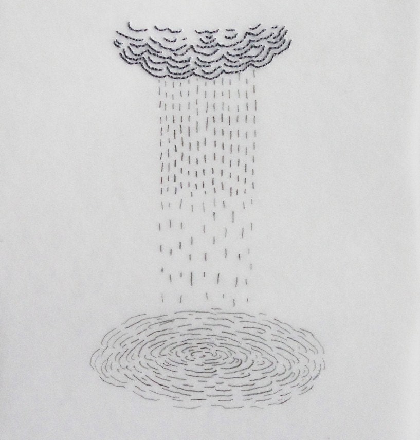 April Rain Showers / Mixed Media Drawing on Japanese Paper