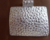 Pendant, Silver Pltd Copper, 40x38mm, Textured Rectangle, Pkg Of 1