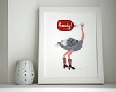 Ostrich in Cowboy Boots - Giclee Print