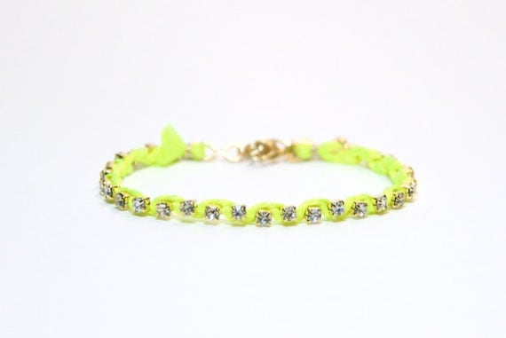 Rhinestone Bracelet - Electric Yellow