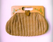 PRICE REDUCED - Purse with wooden handles and floral decoration, fabric bag, handbag, tote