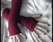 Scarlet Thing in You  Arm Warmers - Cranberry Burgundy Cotton - Yoga Gothic Dark Tribal Chic Bohemian Boho Gypsy Vampire Cycling Light Goth