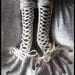 Of Mist And Midnight Skies Victorian Corset Laced Up Arm Warmers - Black Velvet - Deep Plum Maroon Lace - Ribbon - Vampire Gothic Wedding