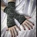 The Black Dahlia Arm Warmers - Black and Charcoal Grey Faux Lace Print - Goth Vampire Lolita Gothic Dark Fusion Belly Dance Bellydance