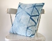Plant Dyed Indigo Pillow : Hand Dipped Shibori Throw