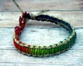 Surfer Macrame Hemp Bracelet  Natural and Rainbow