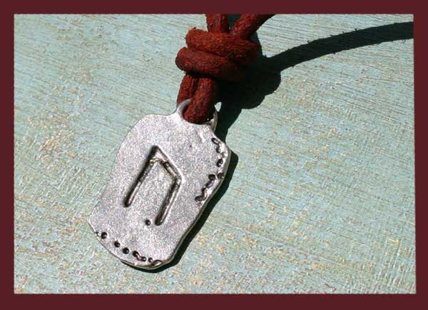 Leather Surfer Necklace With Ancient Rune Uruz Strength Distresed Cord