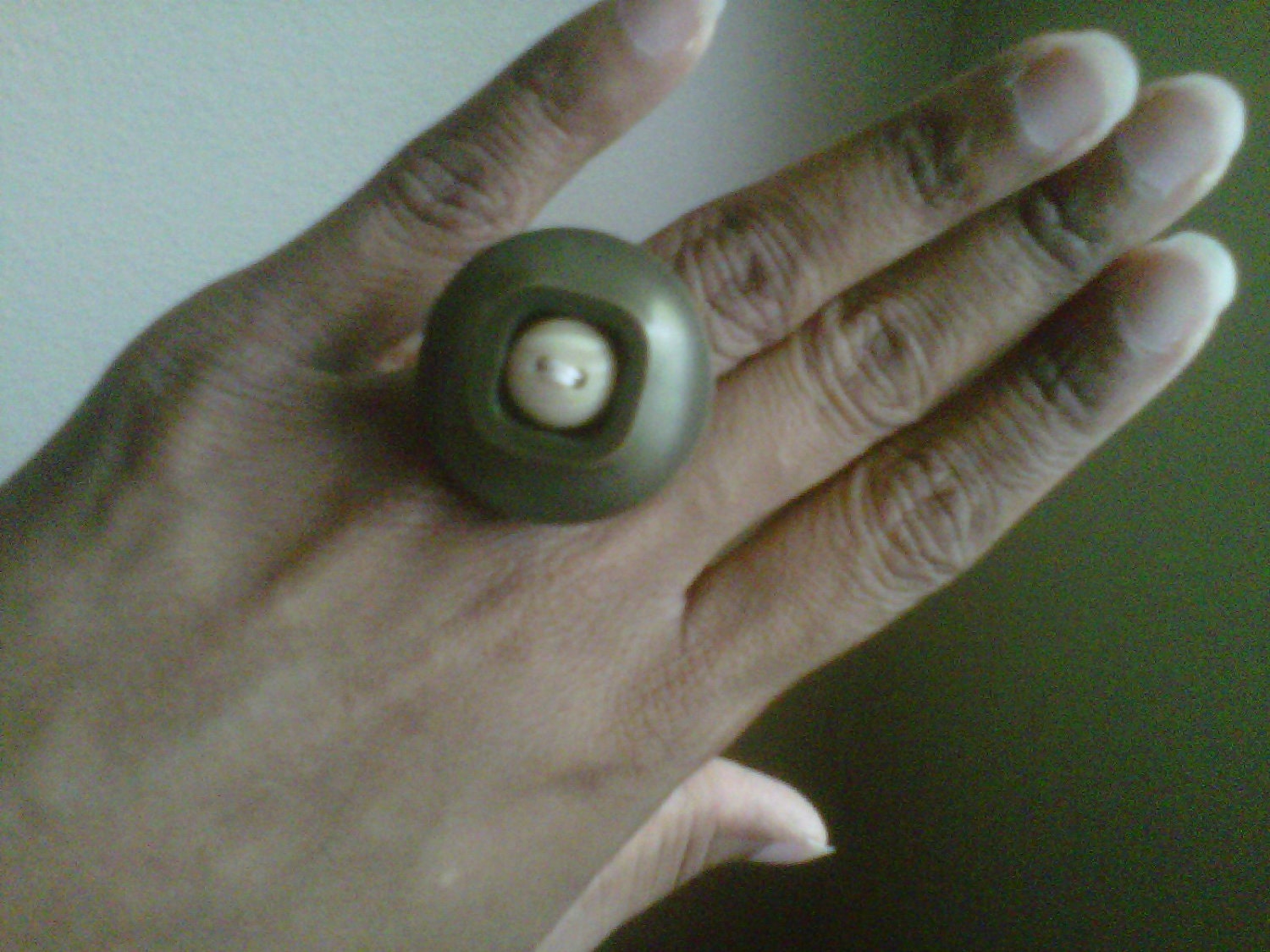 Avocado Creme - A Vintage Button Ring