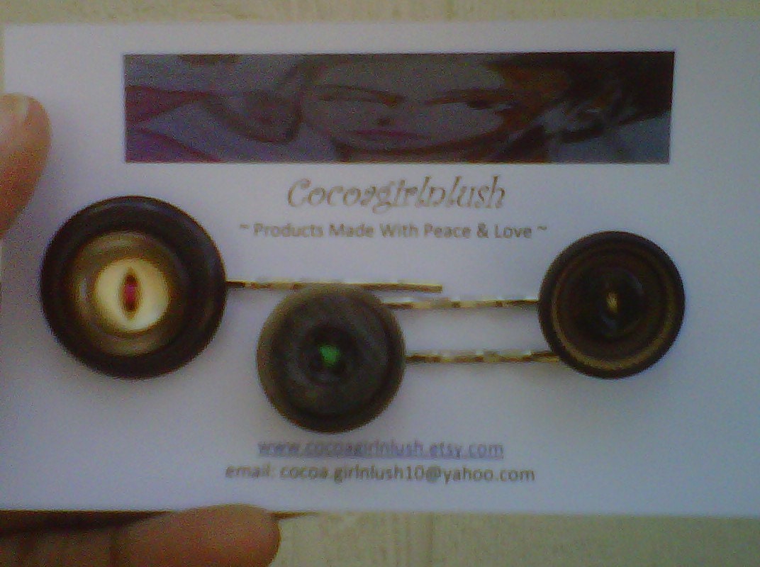 Button Bobby Pins - A Set of Three
