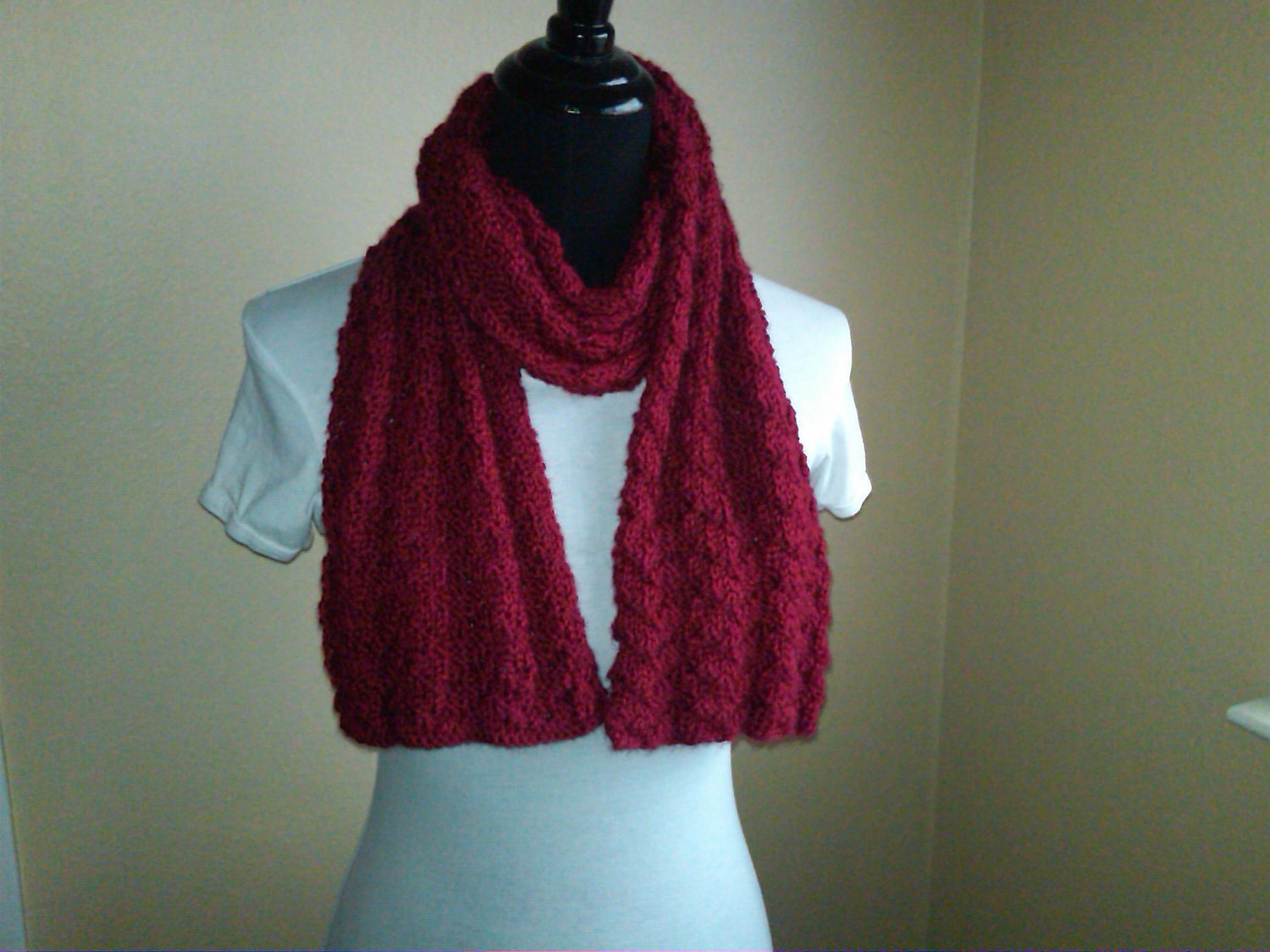 Simply Autumn Red - a handknit scarf