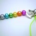 Small Heart Cell Charm, Purse Charm, Zipper Pull - Rainbow Pearls