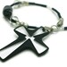 Crystal Cross Car Charm in Black with Black/Silver Chain for Rear View Mirror