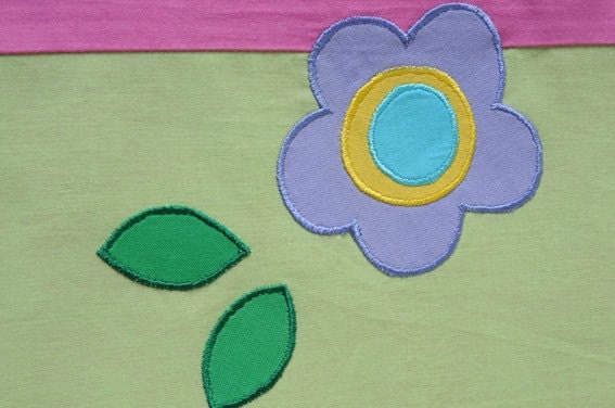 Applique bedding set for kids -  Flower Power - twin duvet cover w/ pillow case